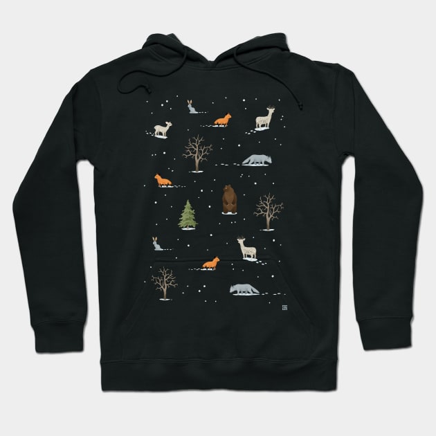 Winter Forest Animals Hoodie by Freeminds